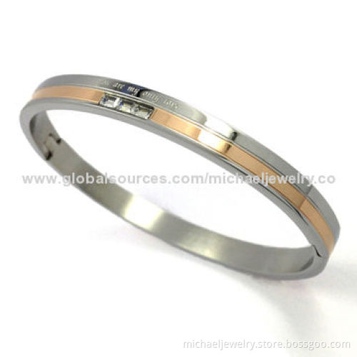 Stainless Steel Bracelets of 3pcs CZ Stones, Concise and Fashionable